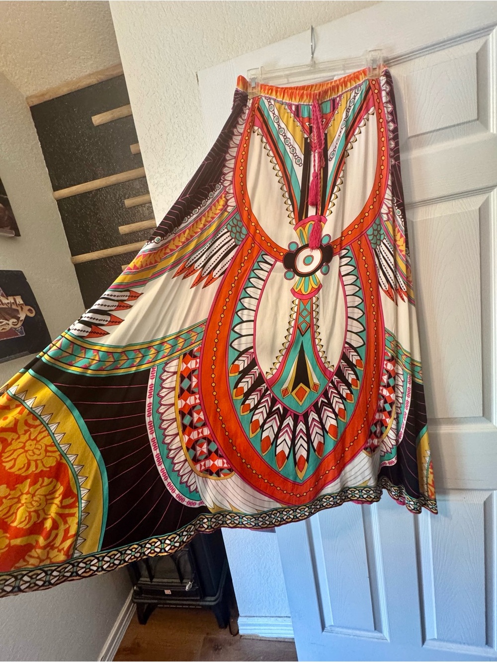 Flying Tomato Aztec Boho Skirt in Orange, Turquoise & Pink - Picture 5 of 6